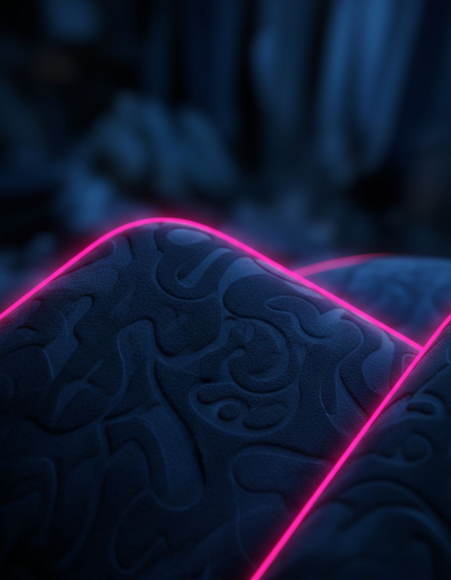 Grainy midnight blue quote card with neon accents